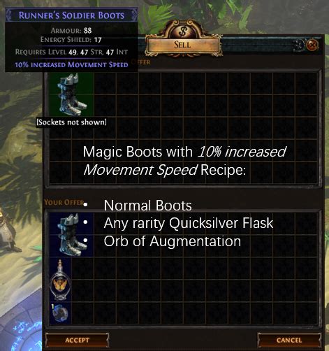 magic boots with 10 movement speed recipe.